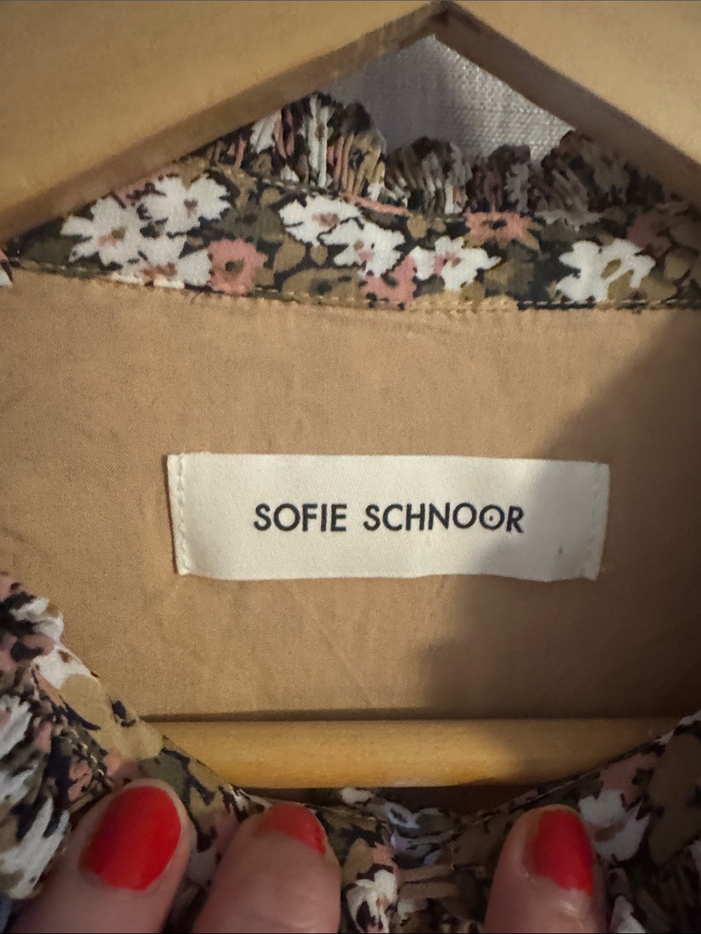 Sofie Schnoor Mini Dress Tan Black Floral Size XL - Picture 6 of 7
